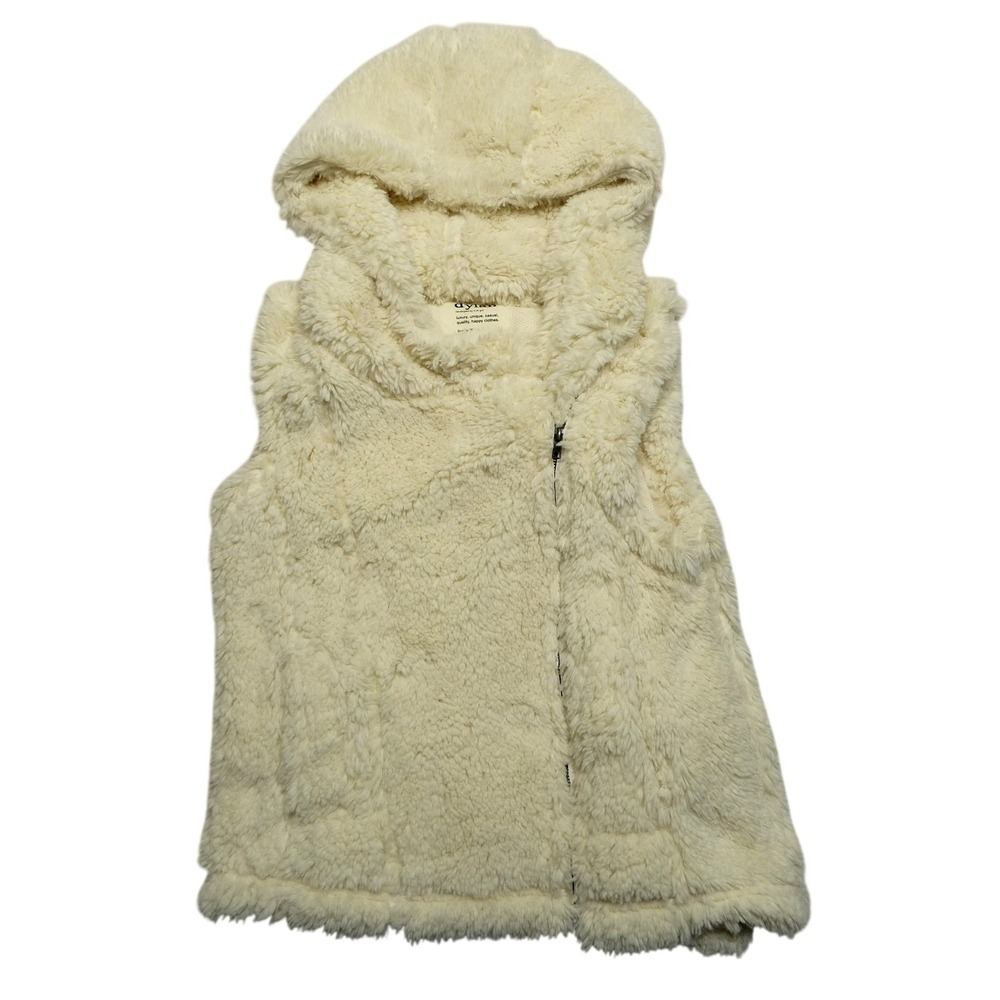 Dylan Vest Womens XS White Sherpa Fleece Hooded Full Zip Pockets Cozy Lined‎